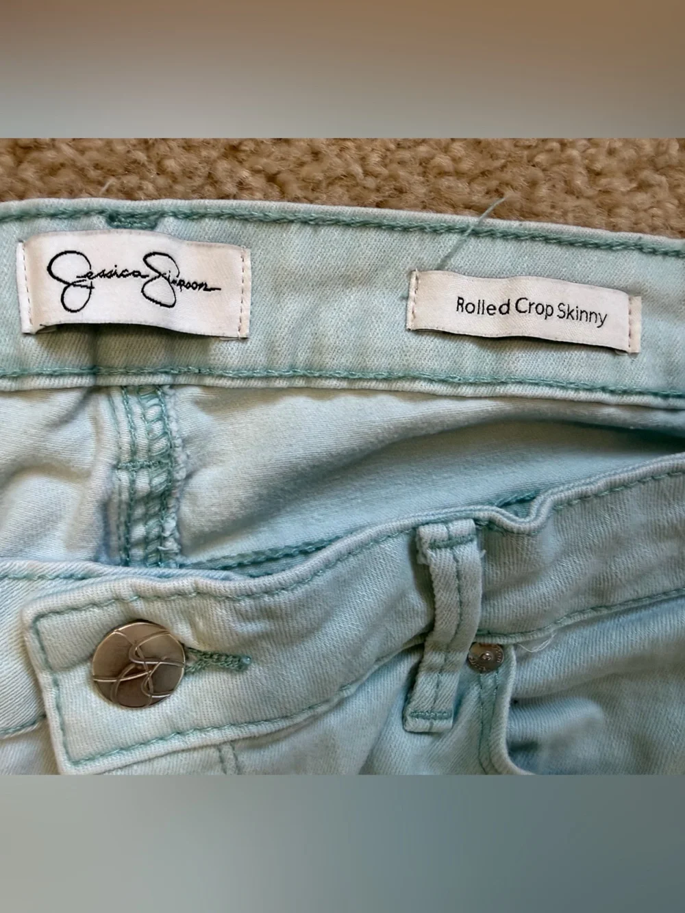 Jessica Simpson Rolled Crop Skinny Women’s Light Mint Green jeans - 12/31 - Picture 2 of 6